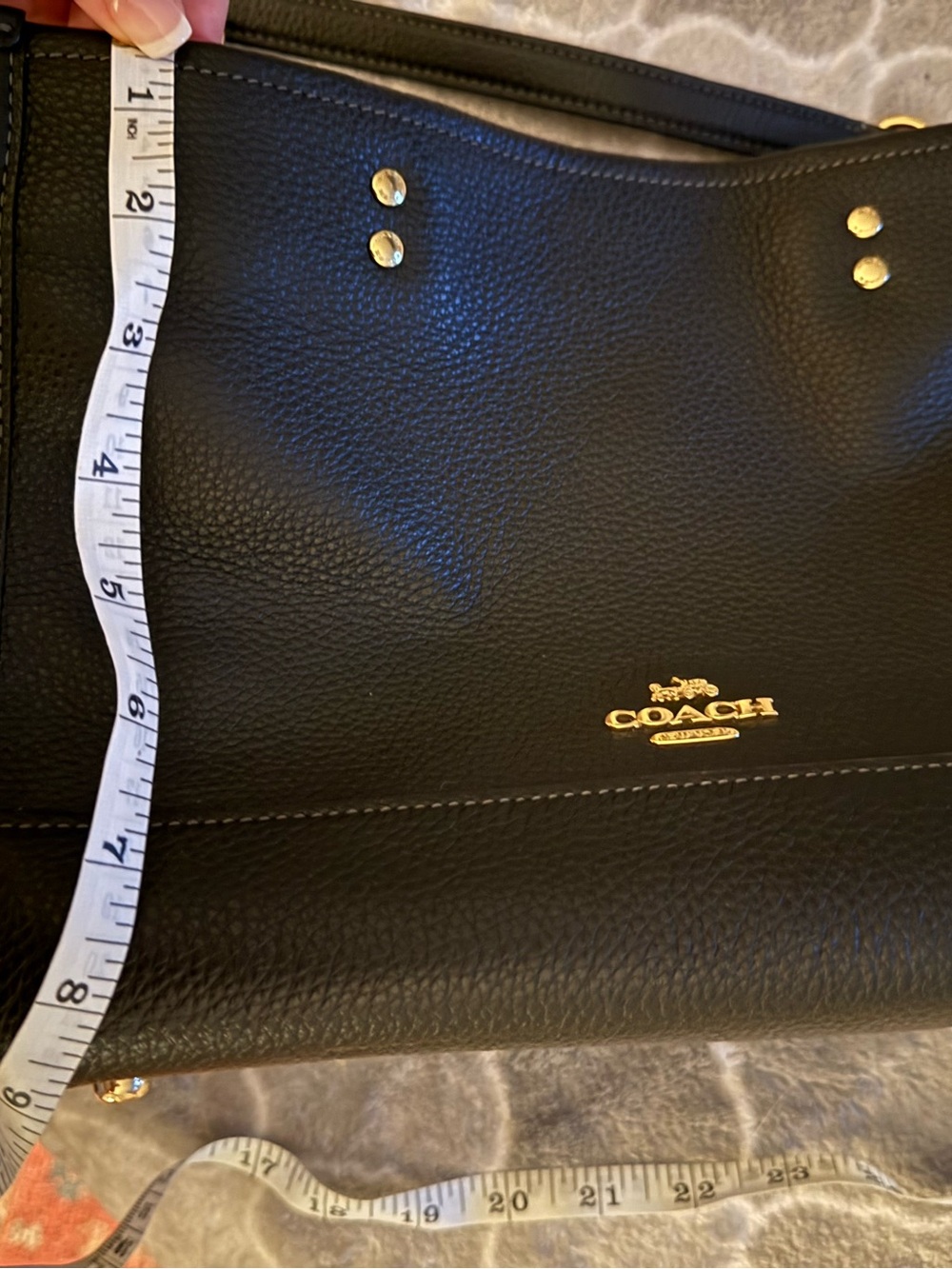 Coach Black Pebbled Leather Satchel with Gold Hardware and Crossbody Strap - Picture 10 of 13